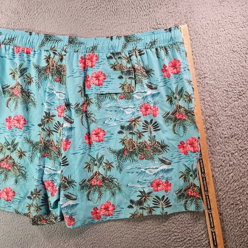 NWT Caribbean Swim Shorts Trunks Men's 4XB Lined Tropical Floral Island Palm Sea